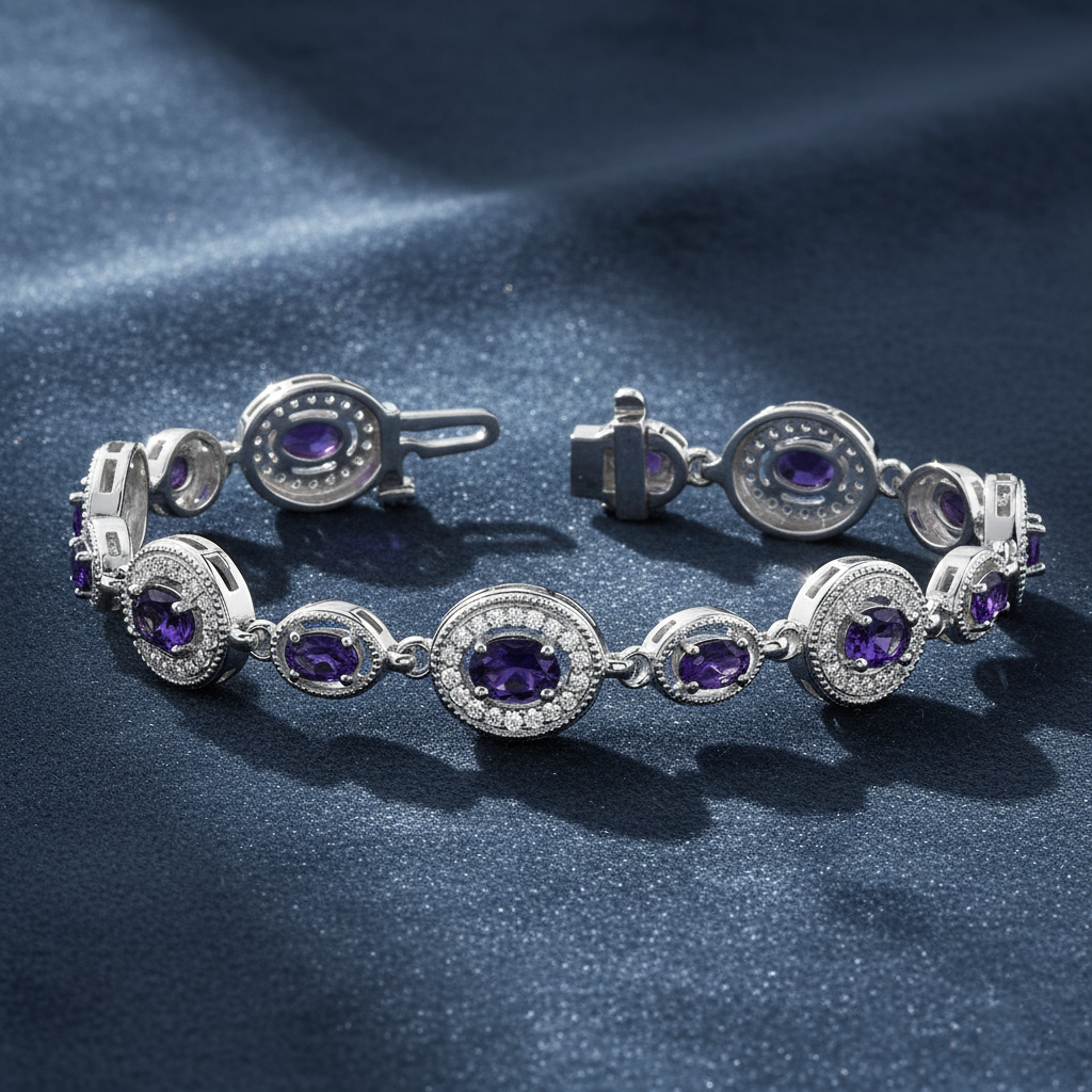 Elegant Round Cut Gemstone Statement Bracelet