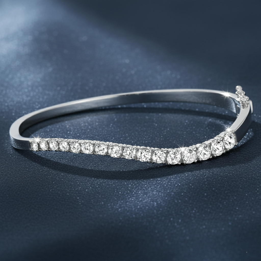 Elegant Curved Diamond Bangle Bracelet