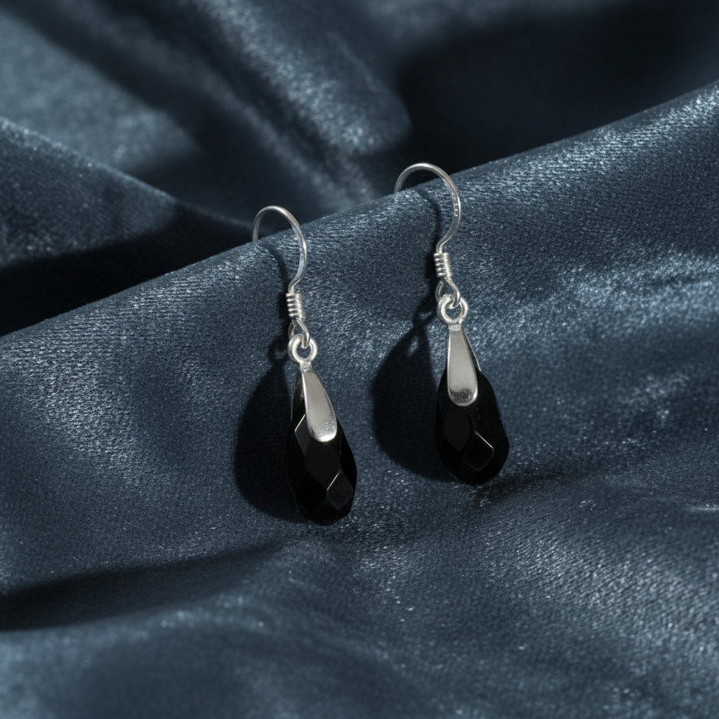 Striking Black Onyx Teardrop Earrings