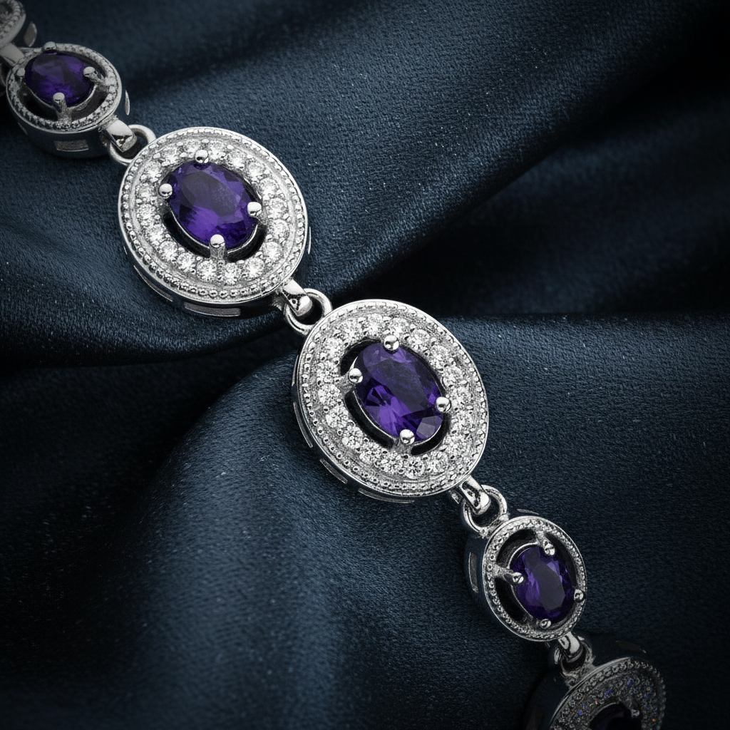 Elegant Round Cut Gemstone Statement Bracelet