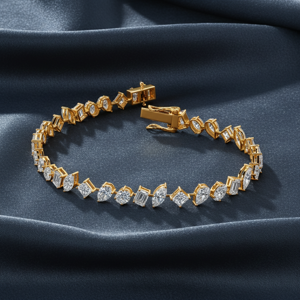 Distinctive Multi Shape Tilted Lab Diamond Bracelet
