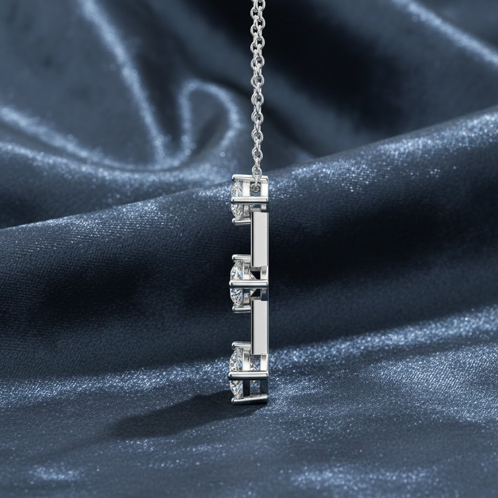 Classic White Gold Past Present Future Necklace