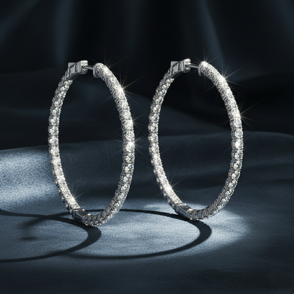 Classic Diamond Hoop Earrings