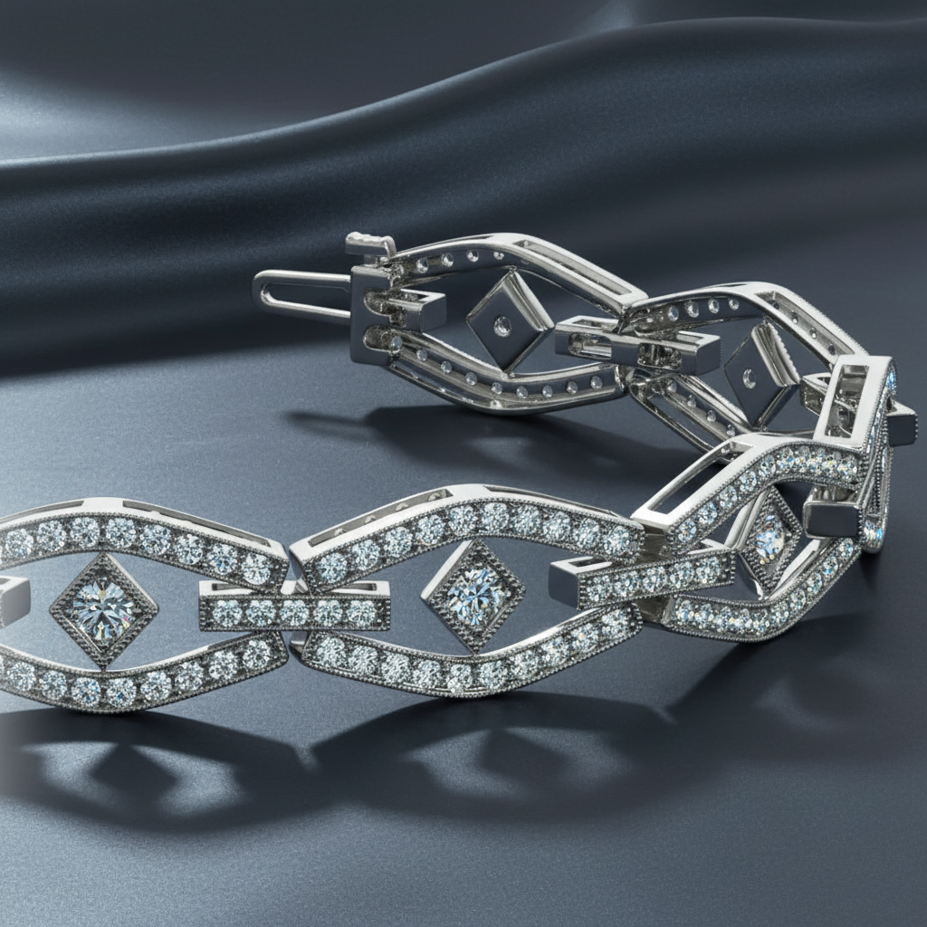 Art Deco Inspired Diamond Tennis Bracelet