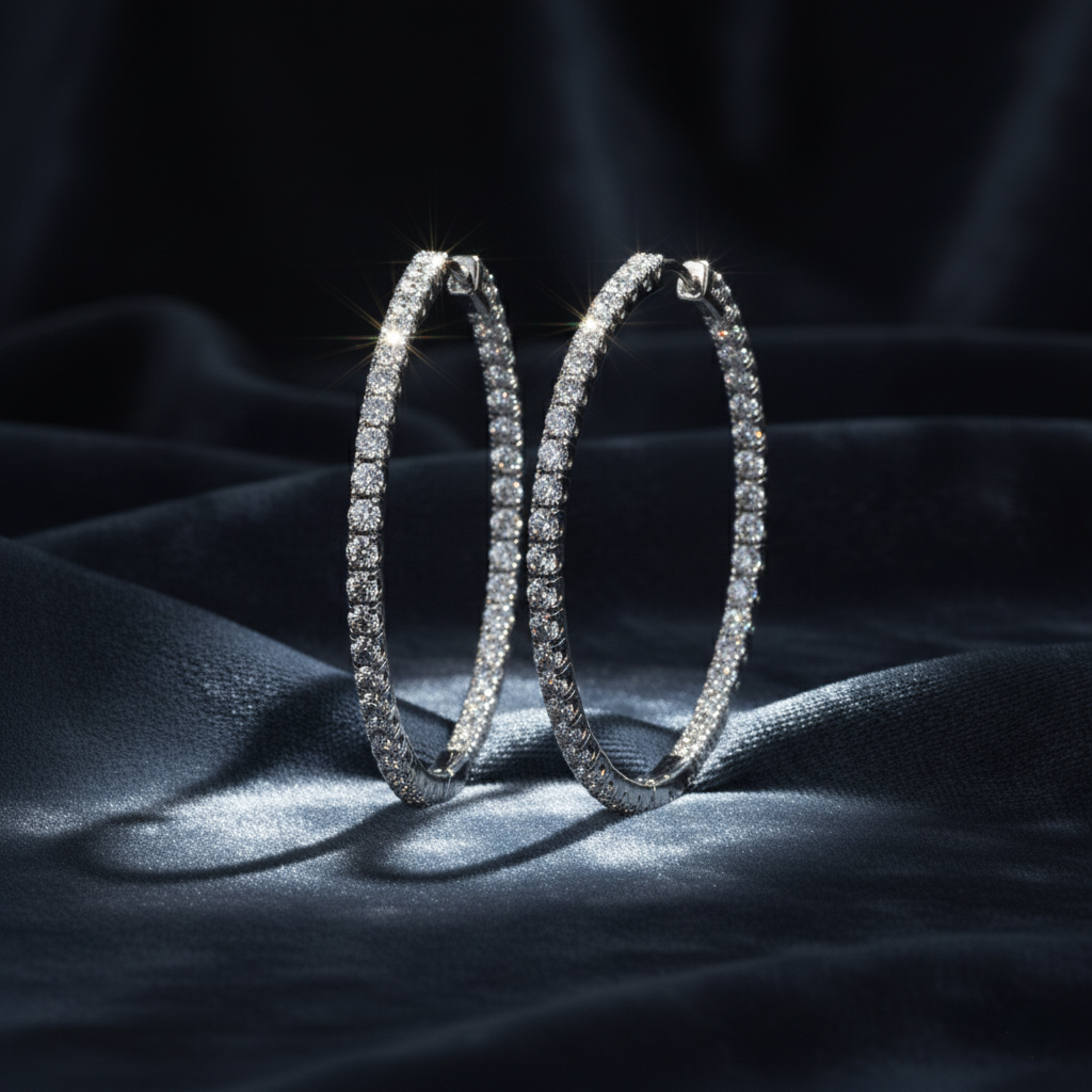 Classic Diamond Hoop Earrings