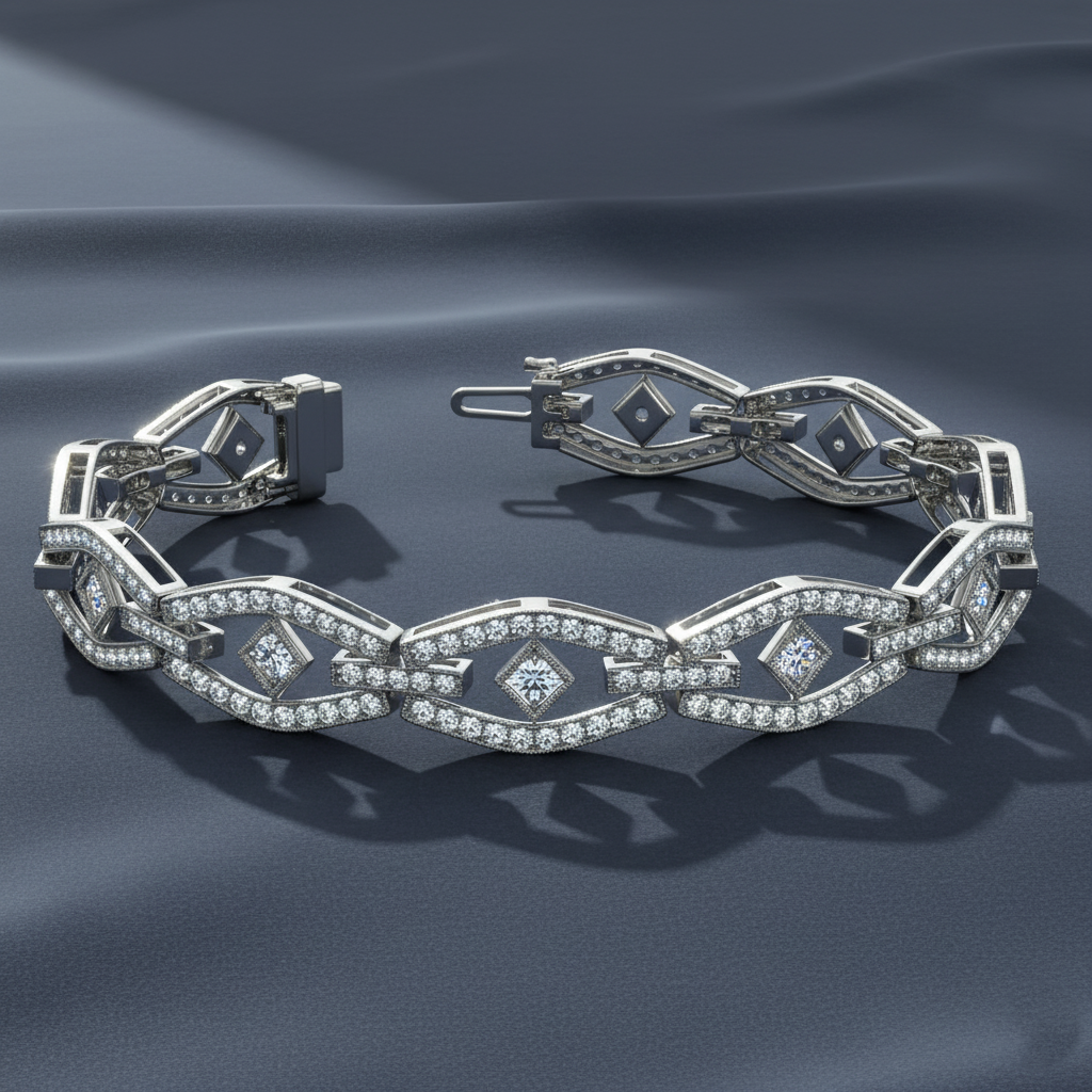 Art Deco Inspired Diamond Tennis Bracelet