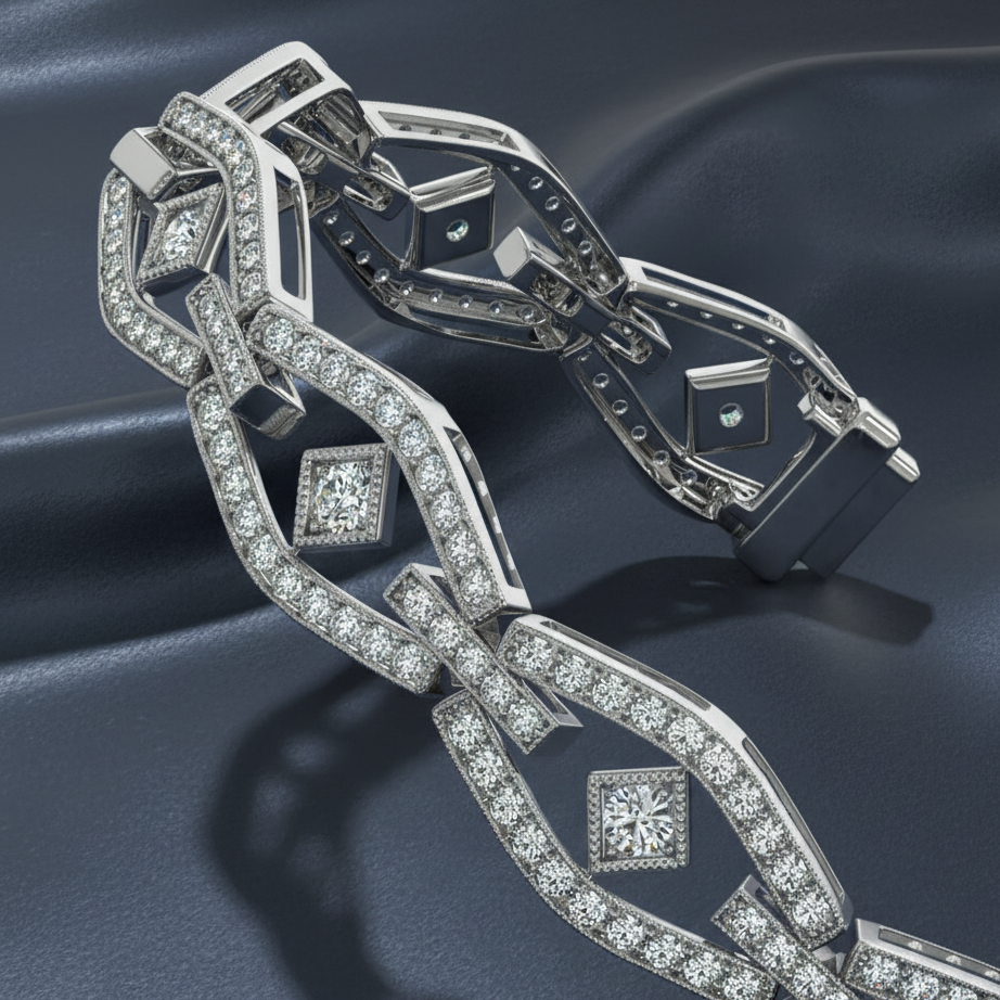 Art Deco Inspired Diamond Tennis Bracelet