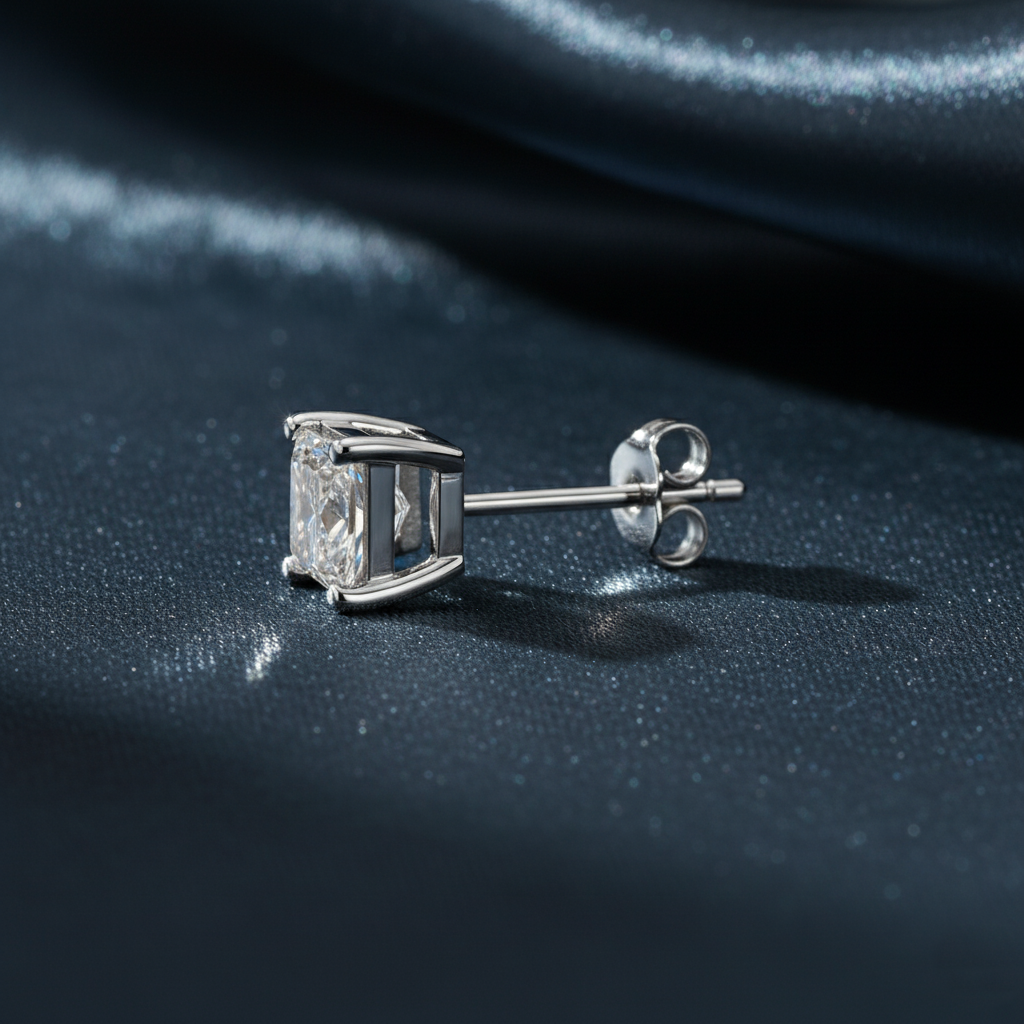 Stunning Princess Cut Diamond Stud Earrings