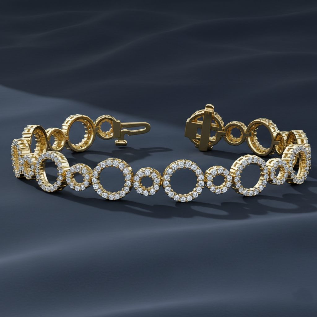 Floating Open Circle Diamond Bracelet