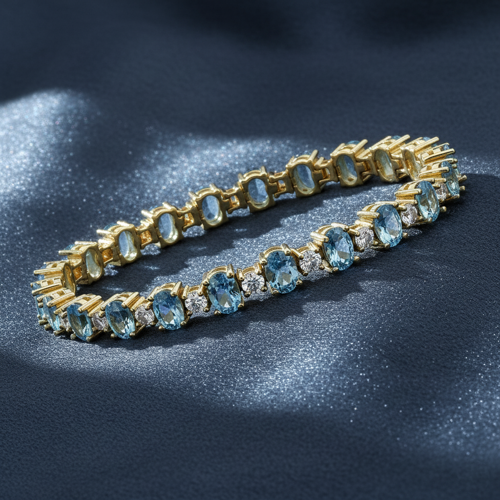 Glistening Blue Topaz and Diamond Bracelet