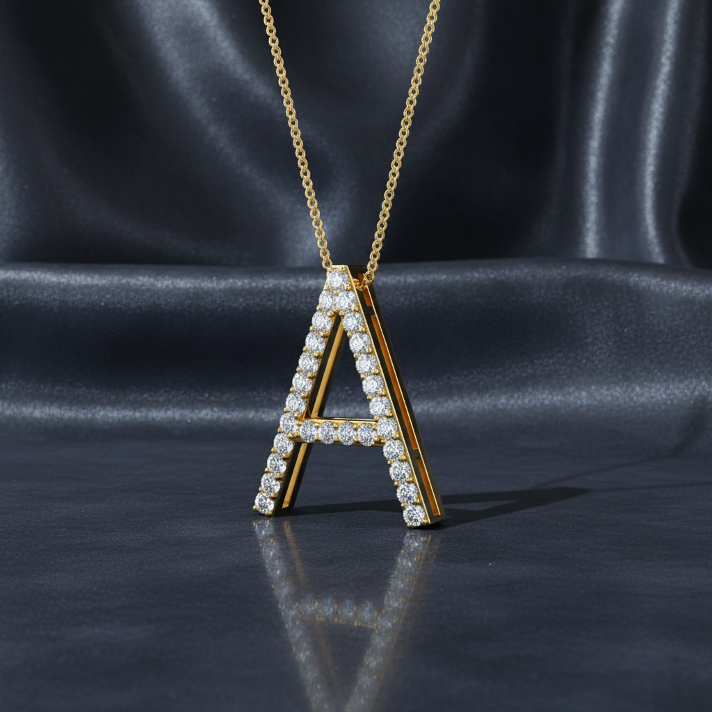 Personalized Diamond Initial Necklace - Letter A