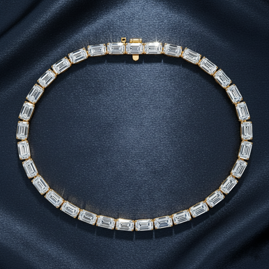 Stunning East to West Emerald Lab Diamond Tennis Bracelet