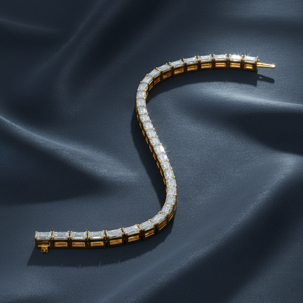 Stunning East to West Emerald Lab Diamond Tennis Bracelet