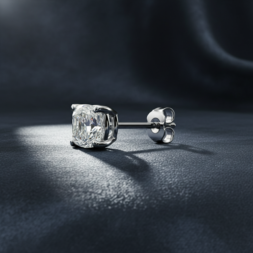 Elegant Cushion Cut Diamond Stud Earrings