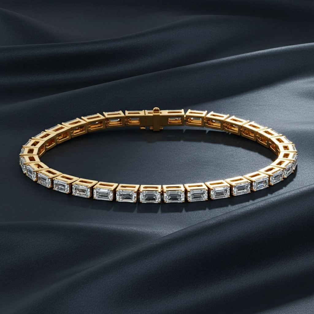 Stunning East to West Emerald Lab Diamond Tennis Bracelet