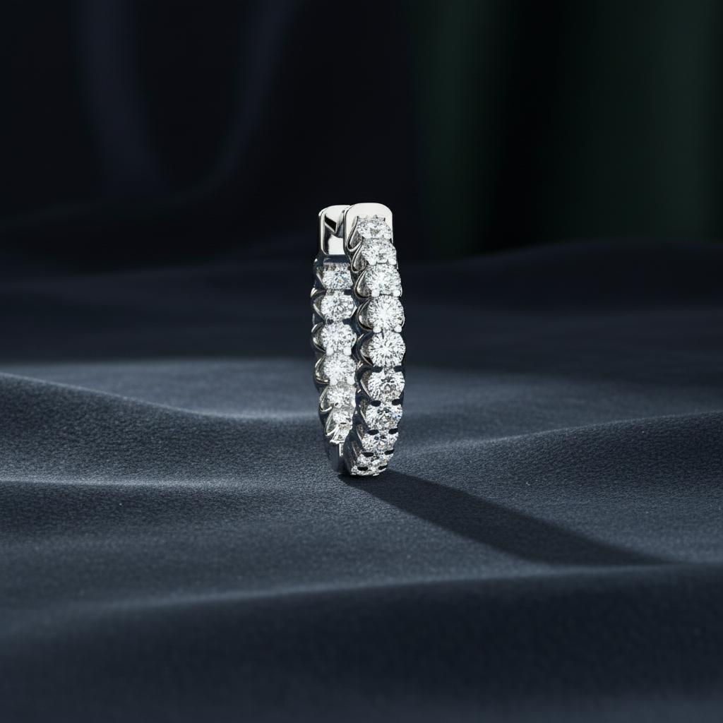 Sparkling U-Prong Diamond Huggie Hoop Earrings