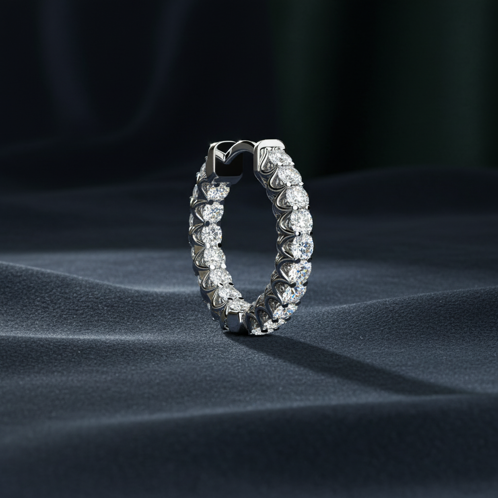 Sparkling U-Prong Diamond Huggie Hoop Earrings