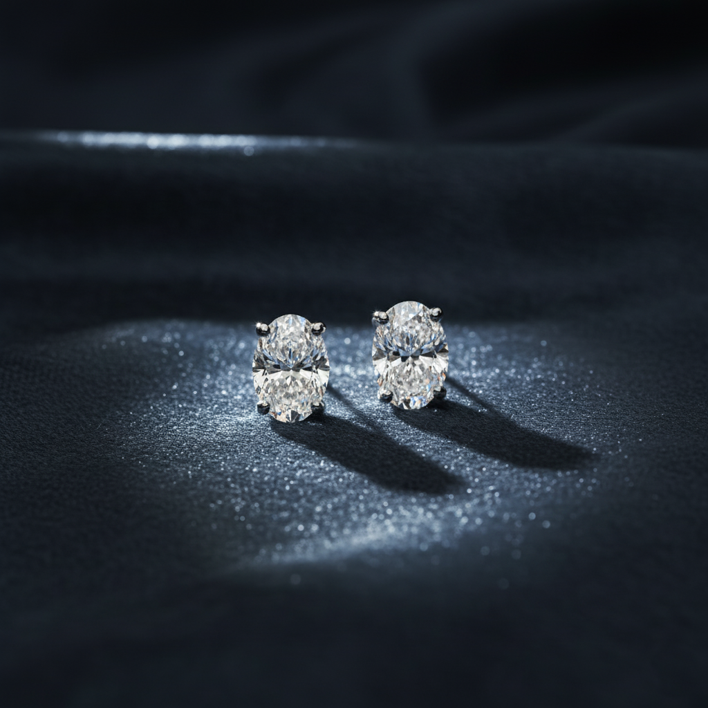 Elegant Oval Cut Diamond Stud Earrings