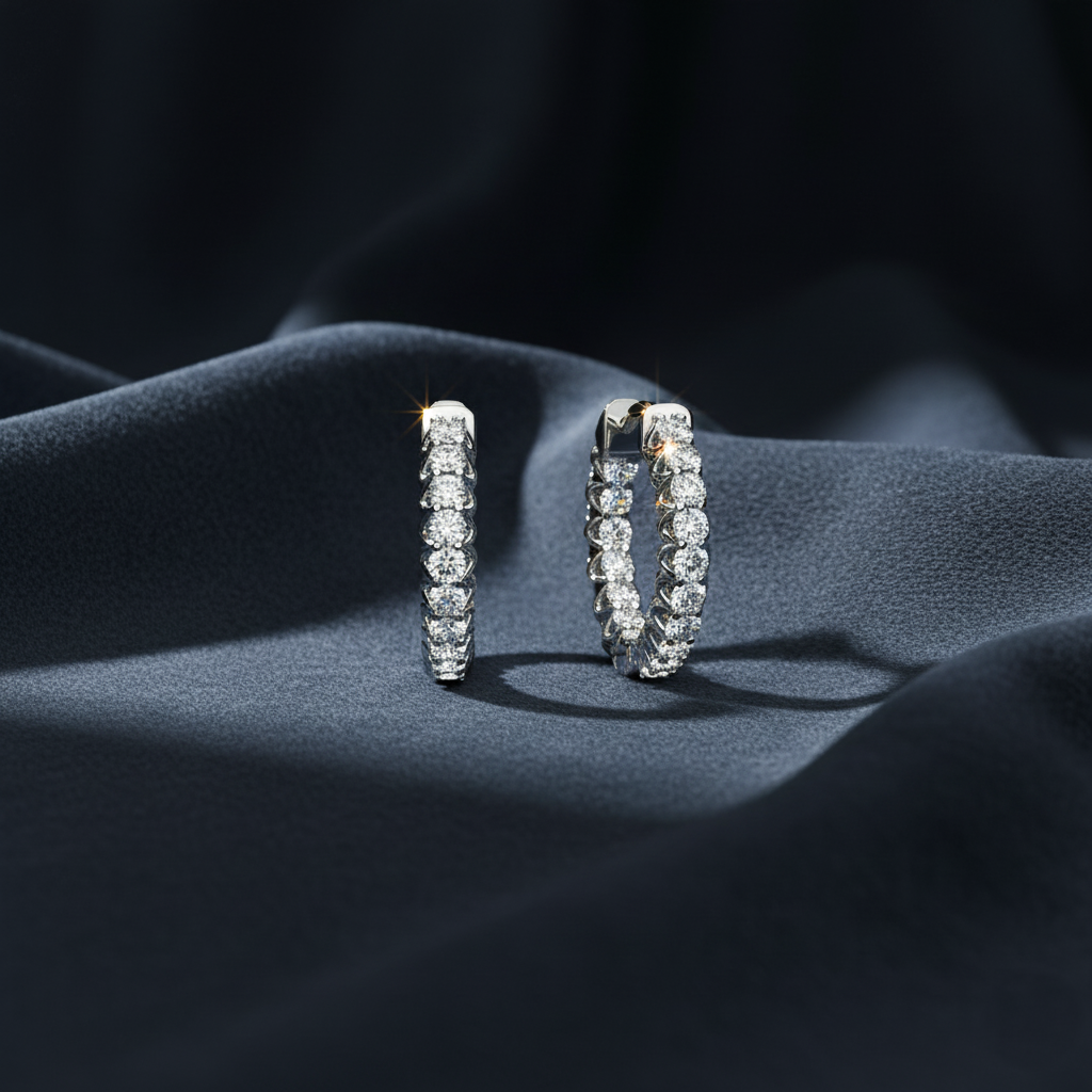 Sparkling U-Prong Diamond Huggie Hoop Earrings