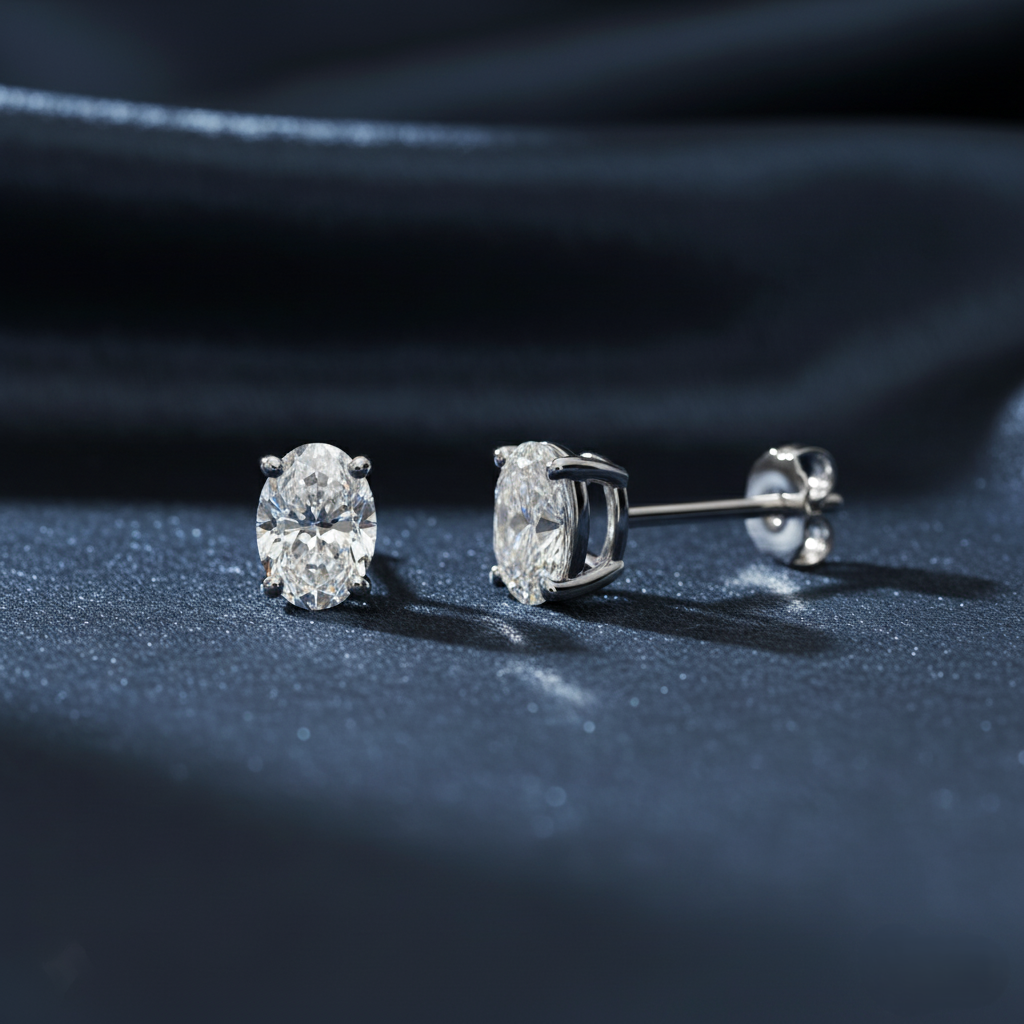 Elegant Oval Cut Diamond Stud Earrings