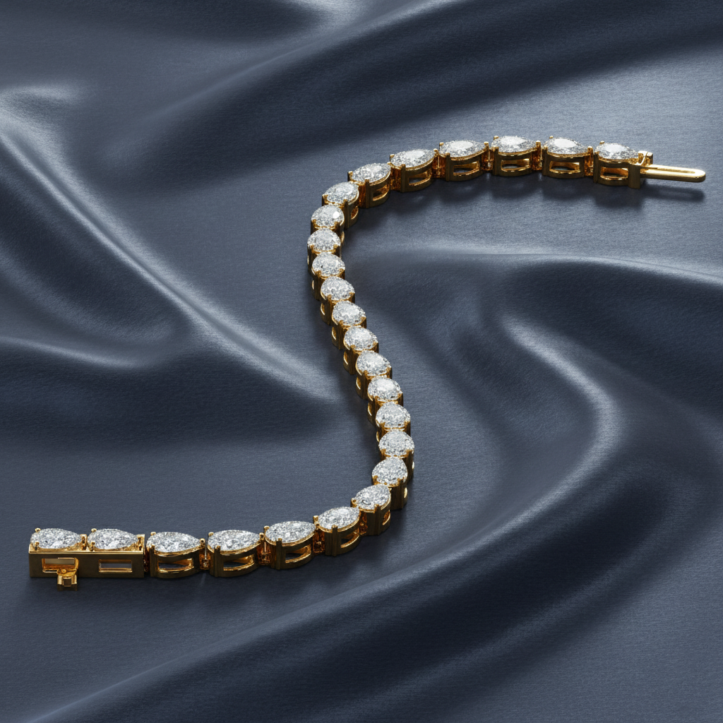 Modern Horizontal Set Teardrop Diamond Line Bracelet