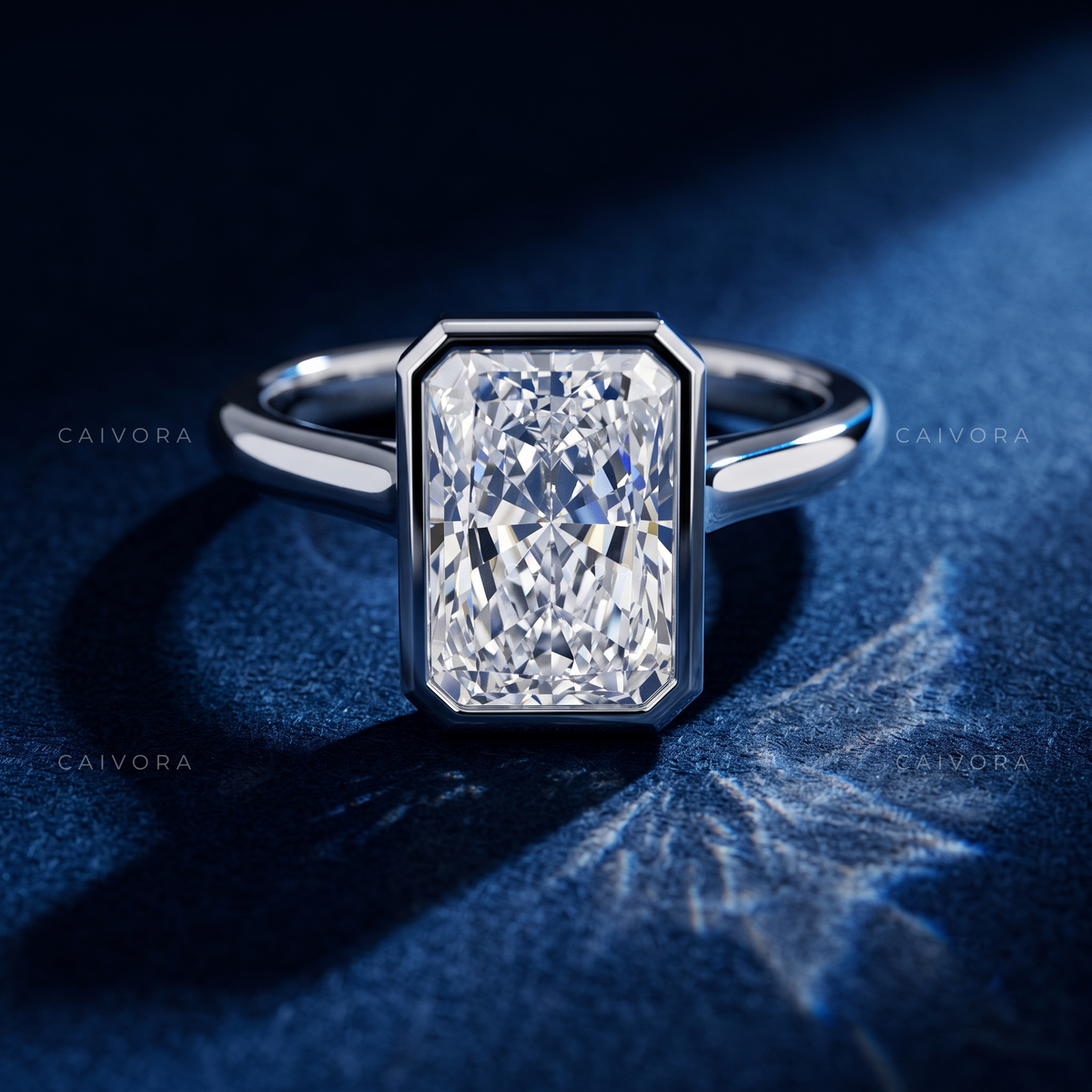 Radiant Diamond Bezel Solitaire Engagement Ring