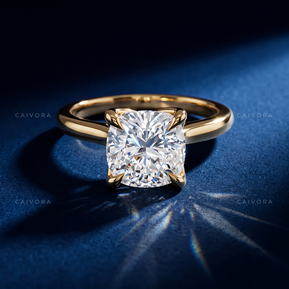 Cushion Cut Hidden Halo Pavé Tulip Engagement Ring