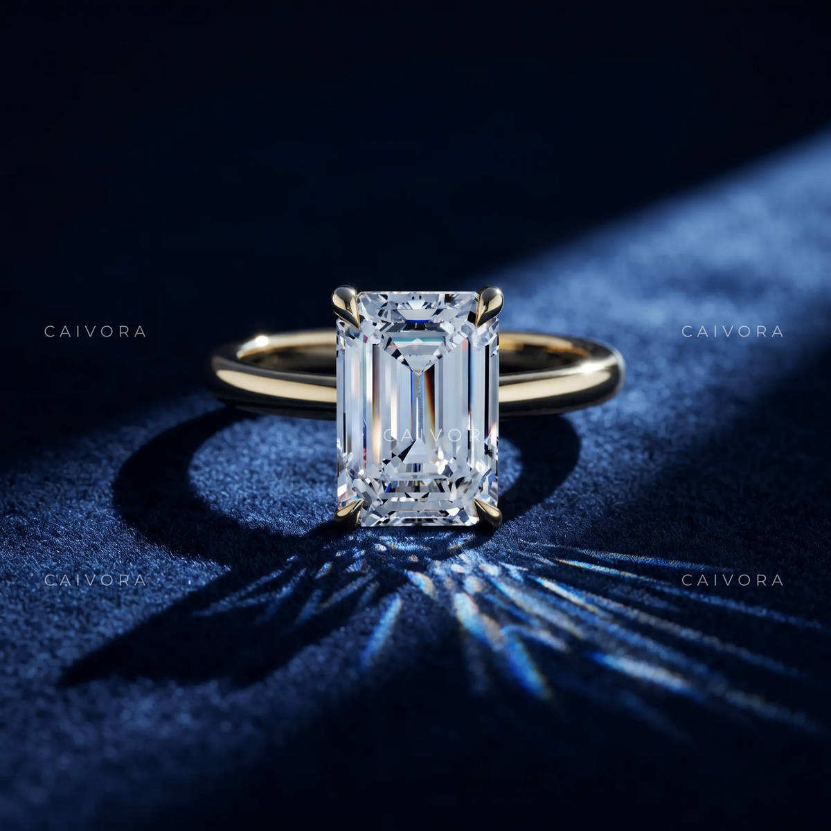 Emerald Cut Four Prong Solitaire Engagement Ring