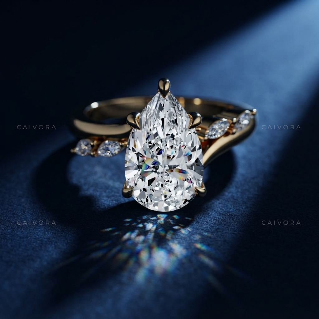 Pear Cut Diamond Engagement Ring with Sculpted Twist Band