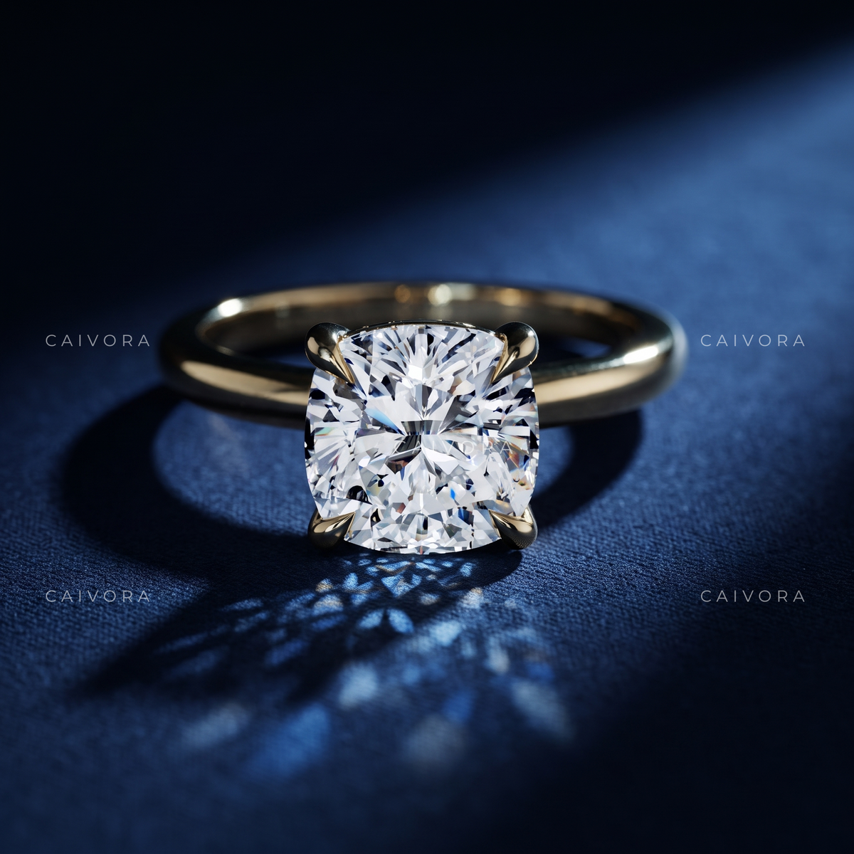 Square Cushion Cut Four Prong Solitaire Engagement Ring