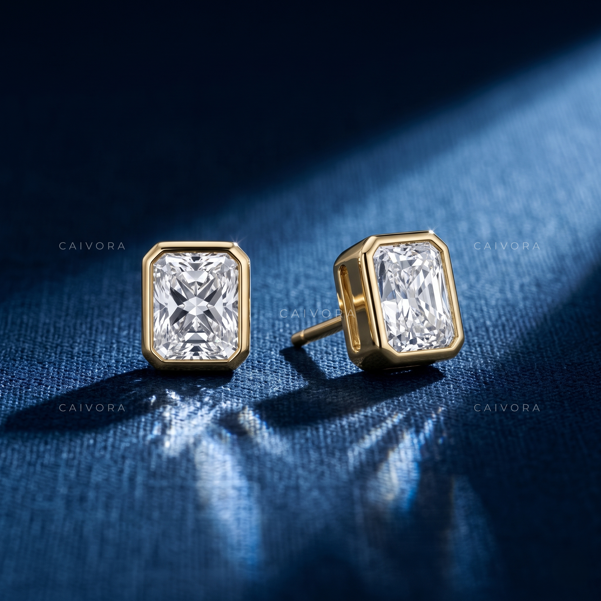 Solenne Radiant Bezel Stud Earrings