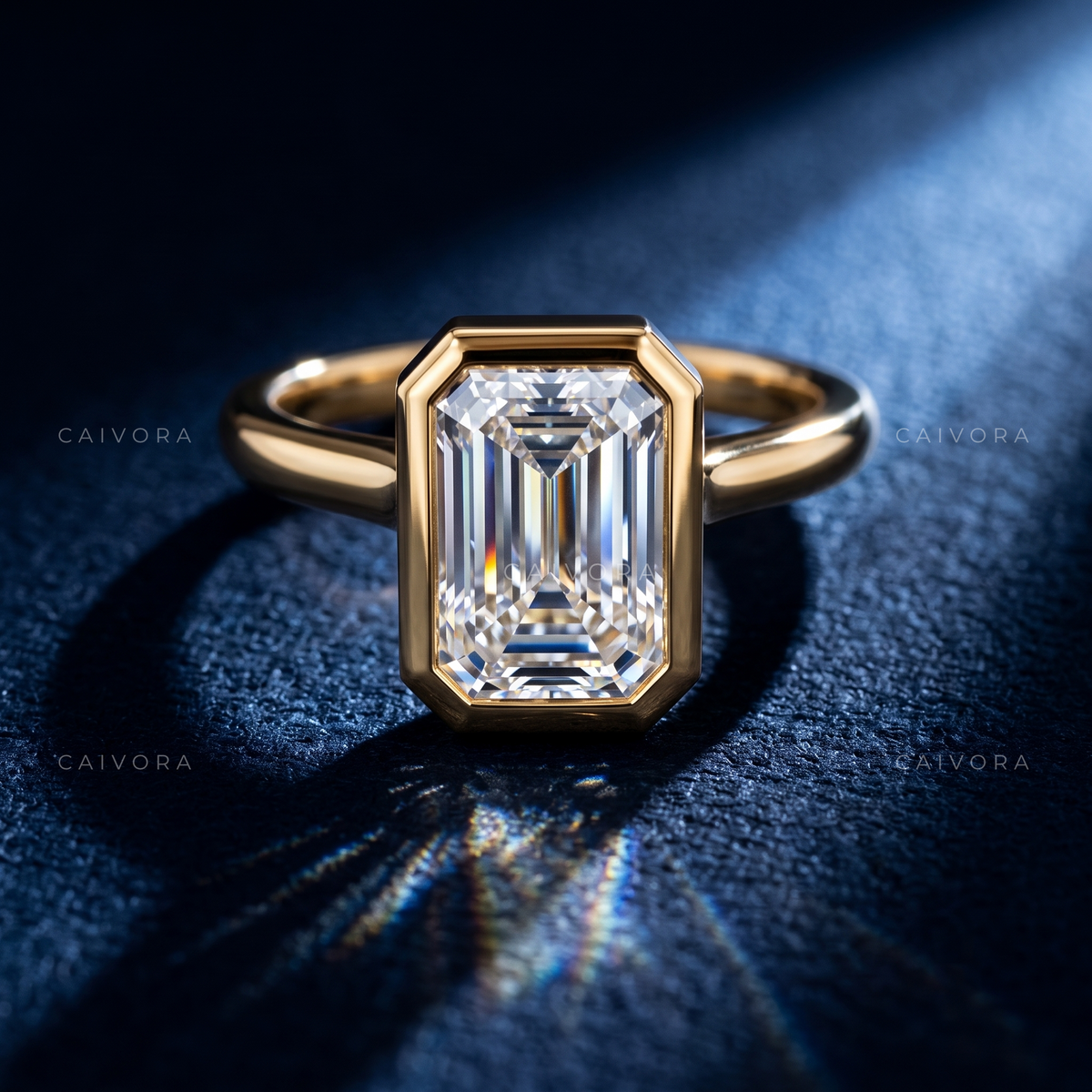 Emerald Cut Modern Bezel Engagement Ring