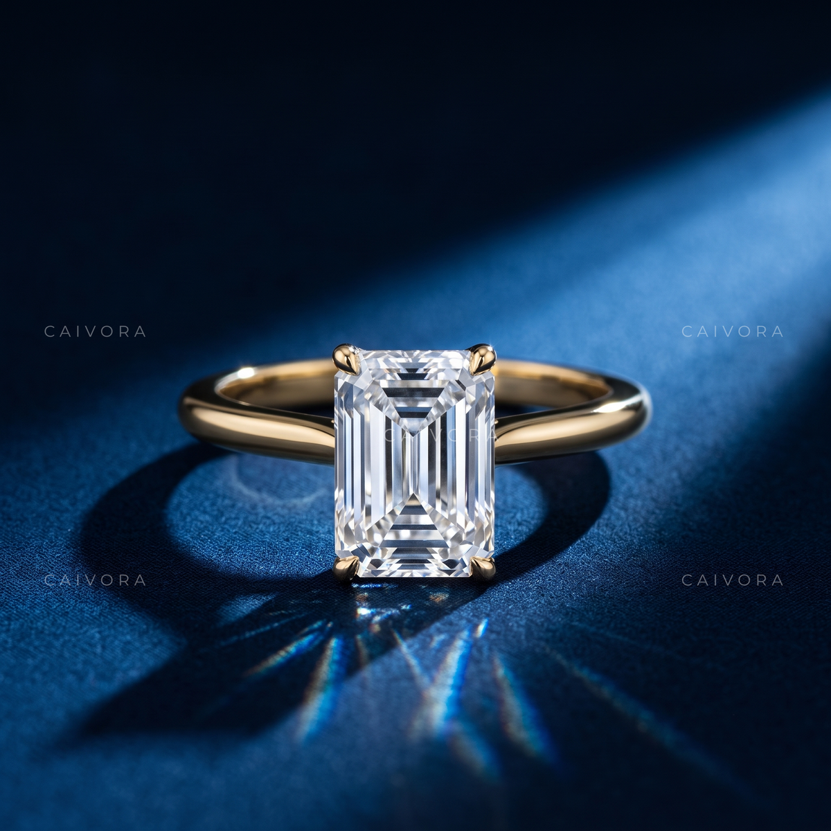 Emerald Cut Hidden Halo Pavé Tulip Engagement Ring