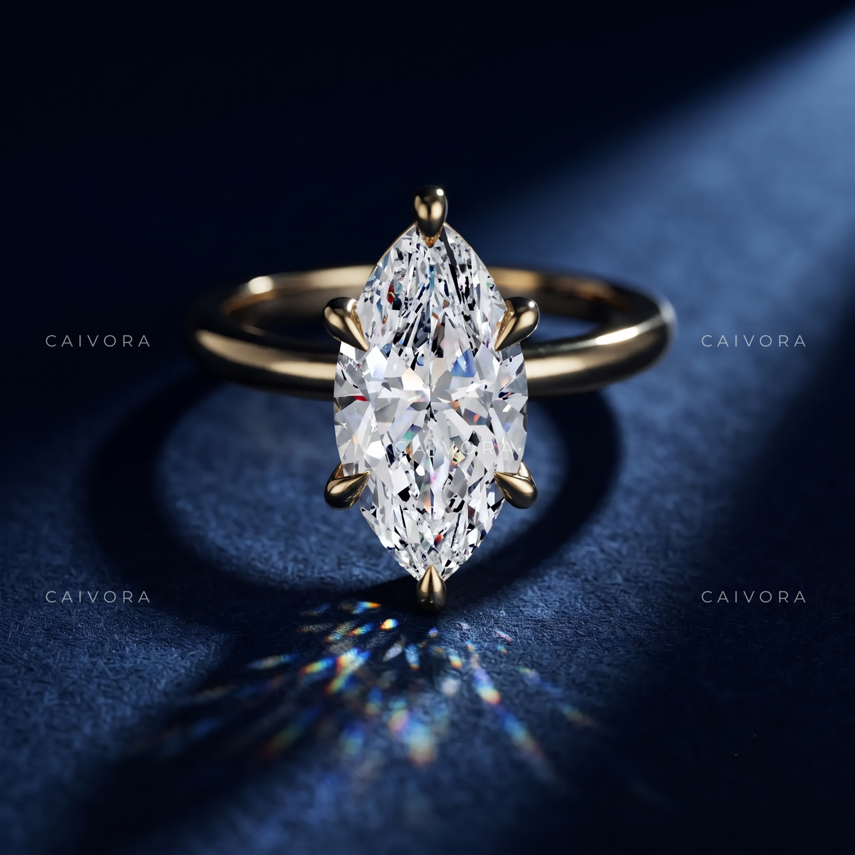 Marquise Cut Four Prong Solitaire Engagement Ring