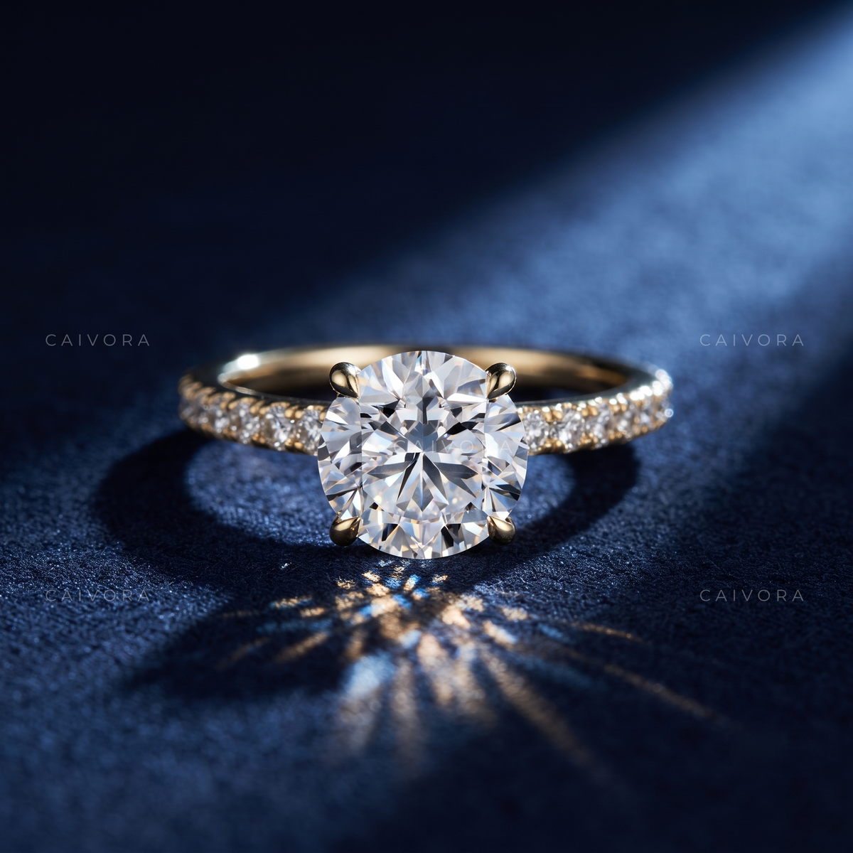 Classic Round Pave Hidden Halo Engagement Ring
