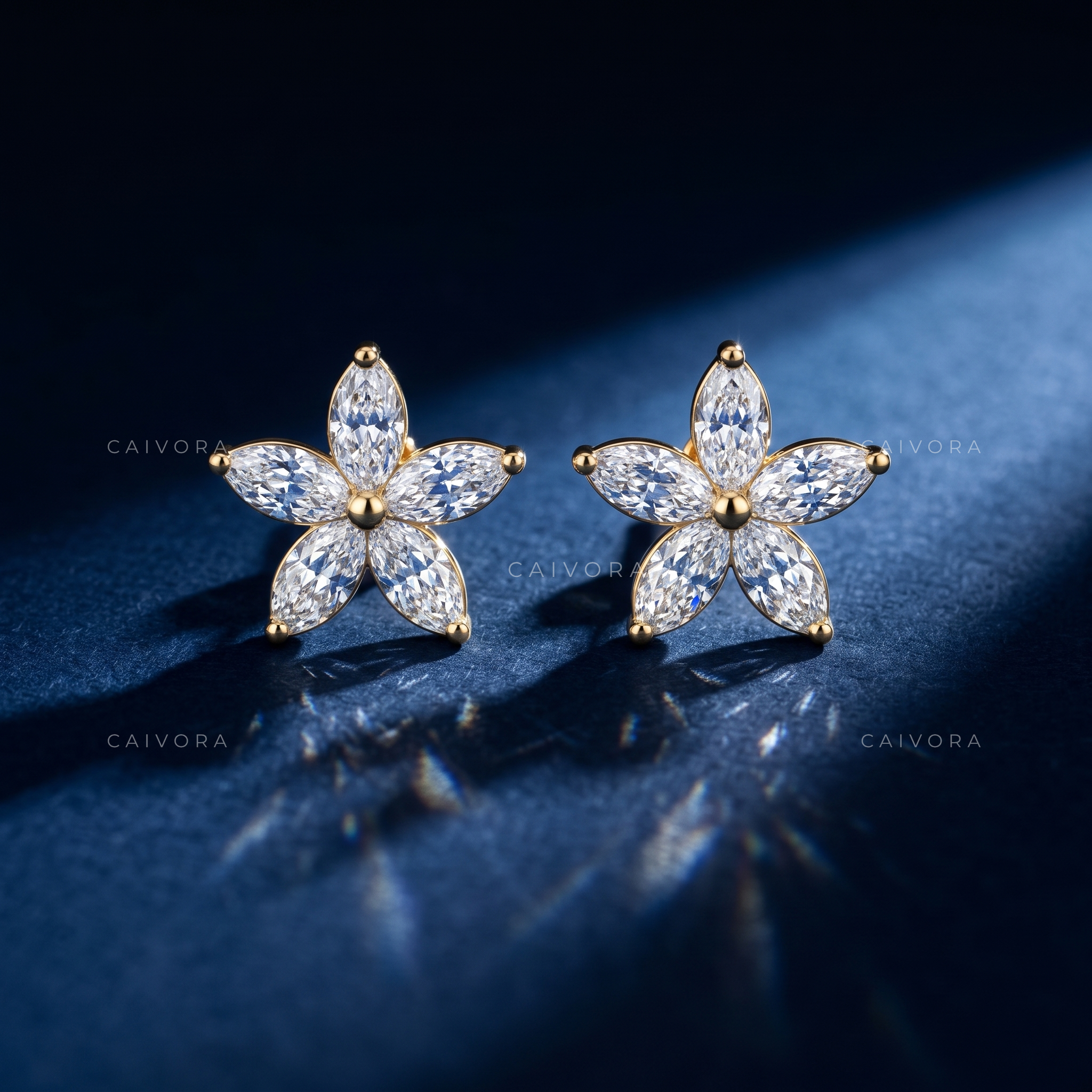Ethereal Petal Marquise Diamond Studs