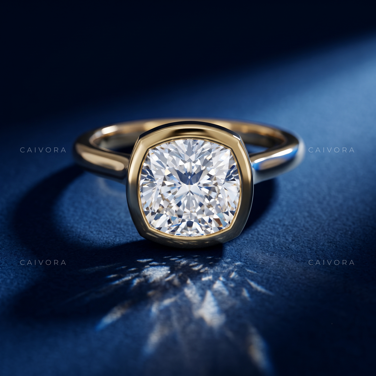 Cushion Cut Modern Bezel Solitaire Ring