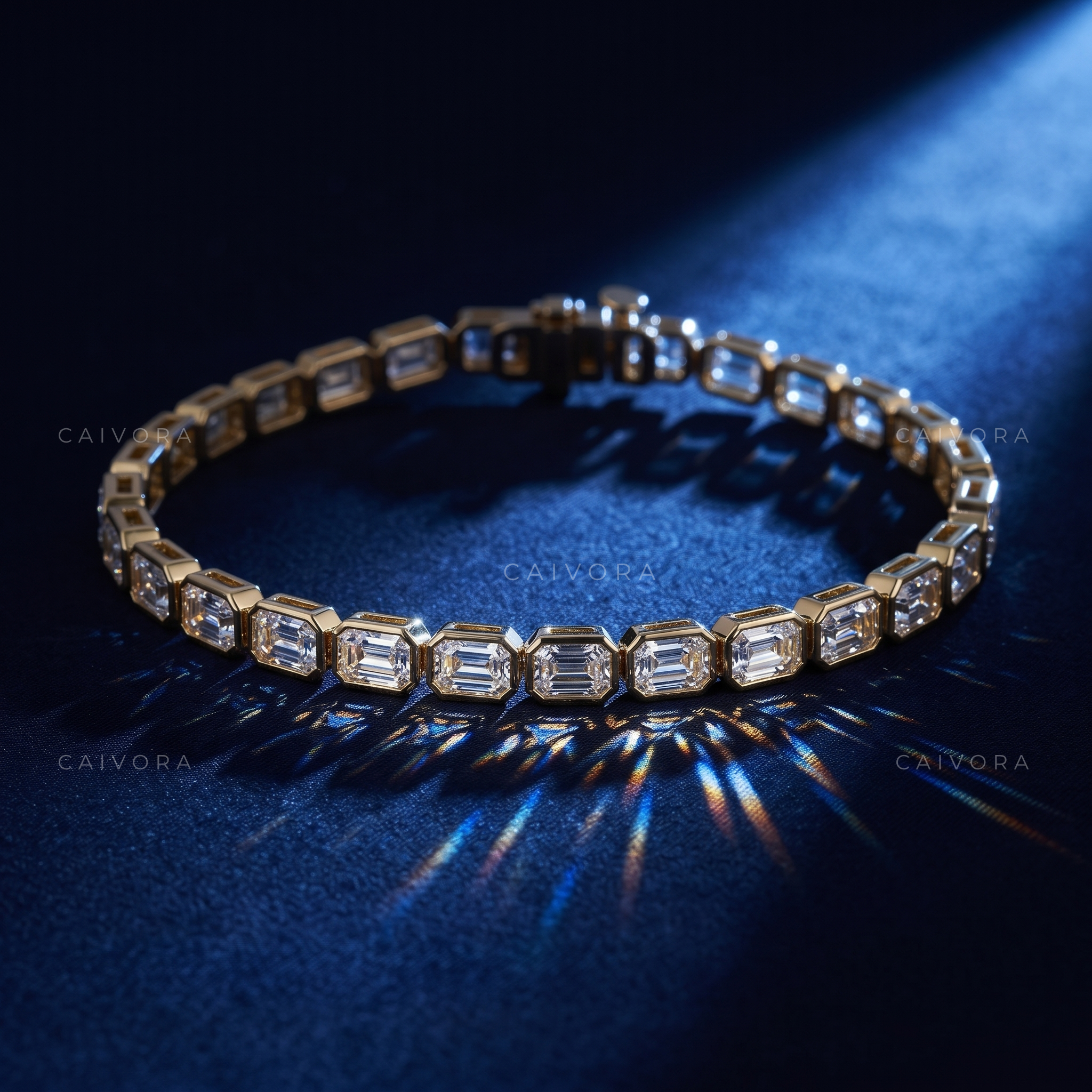 Emerald Cut Bezel Tennis Bracelet