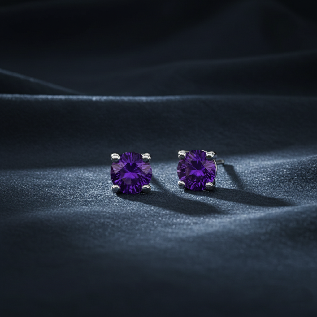 Calming Purple Gemstone Studs