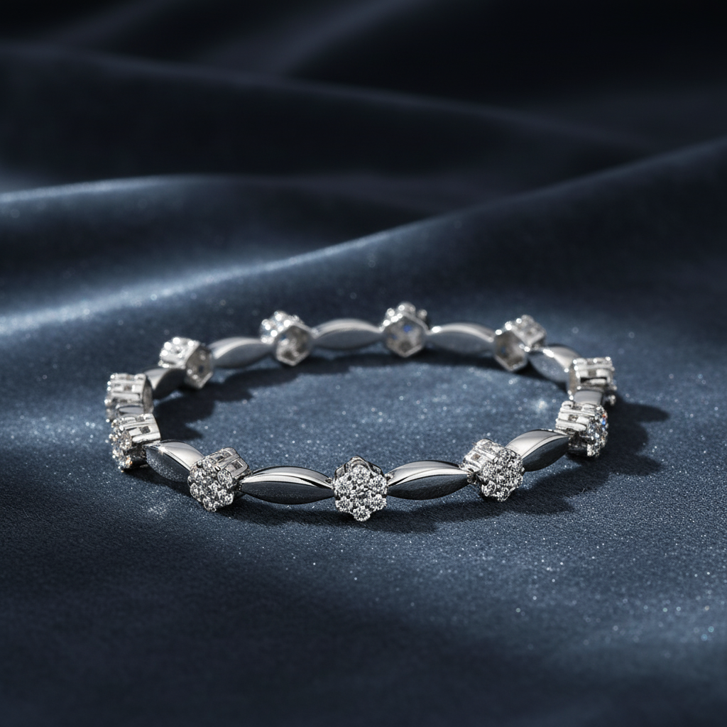 Delicate Diamond Flower Tennis Bracelet