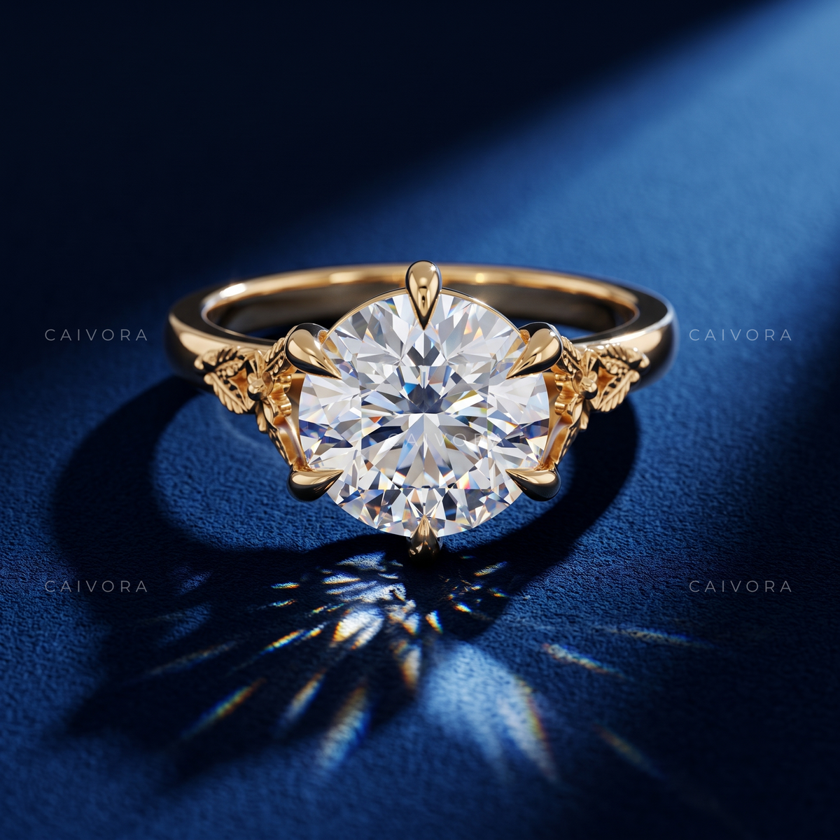 Celestine Round Diamond Architectural Engagement Ring