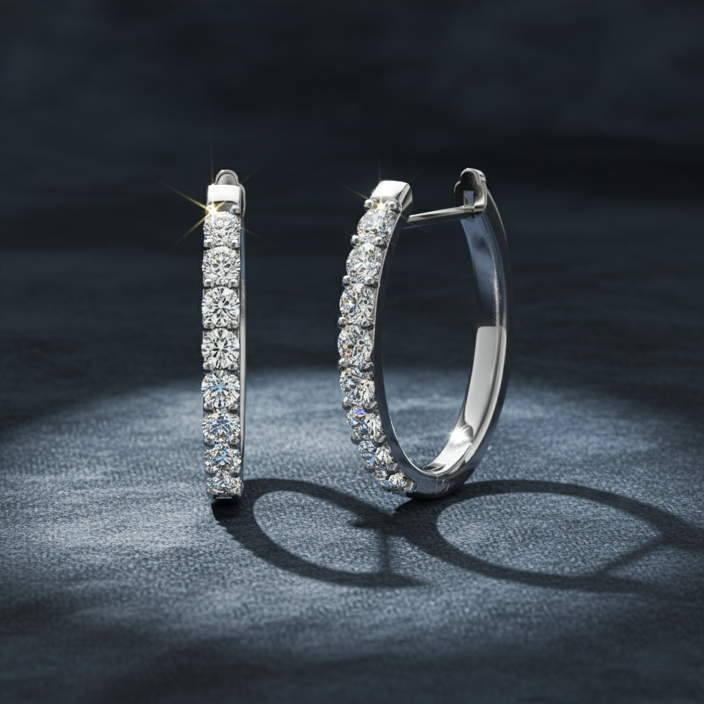 Small Diamond Huggie Hoop Earrings