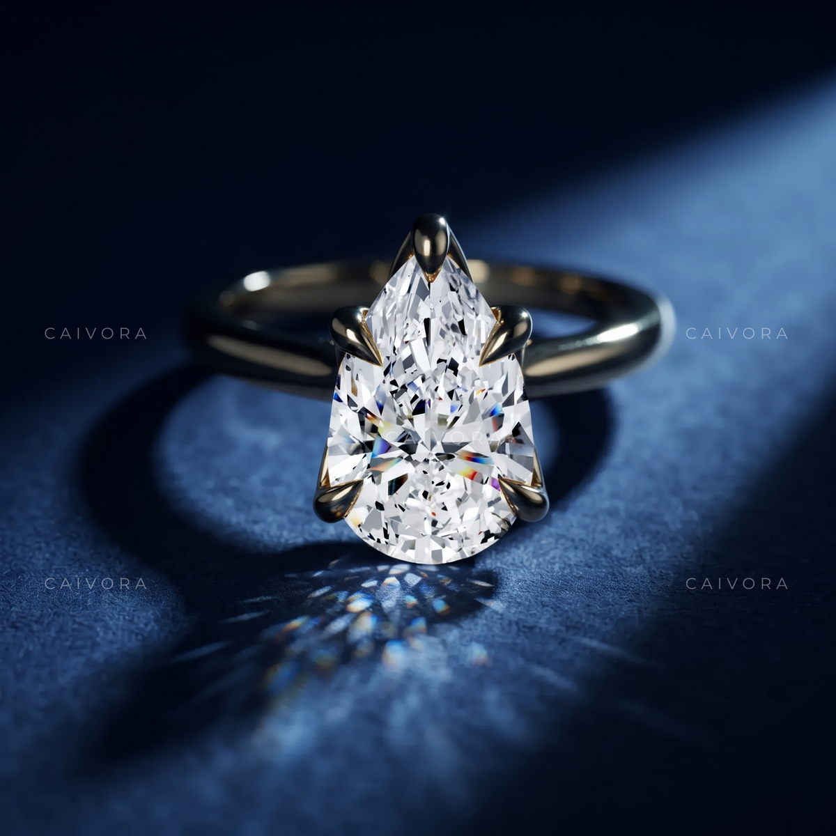 Pear Cut Hidden Halo Pavé Tulip Engagement Ring