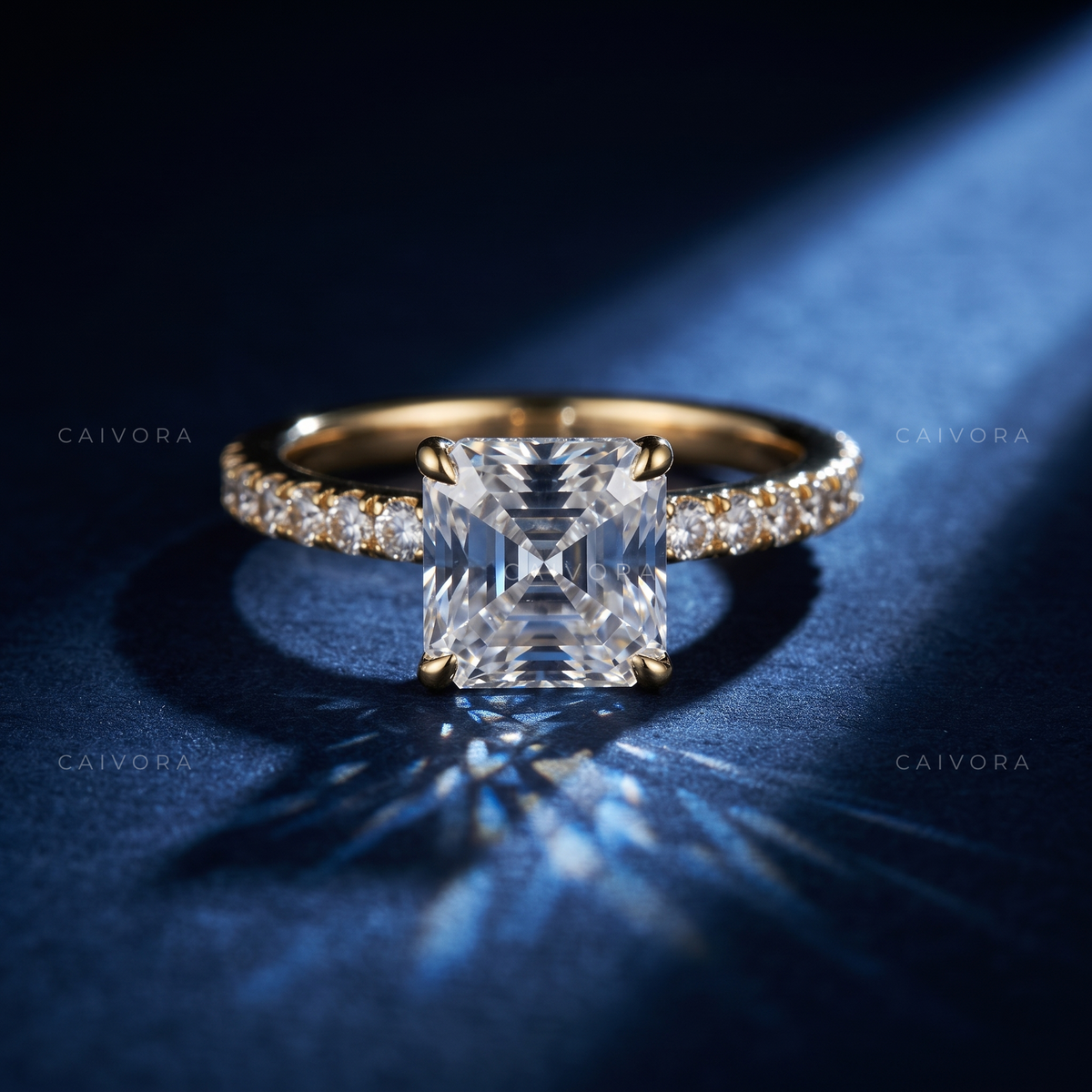 Elegant Twist Band Engagement Ring with Asscher Cut Diamond