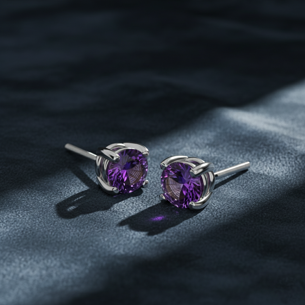 Calming Purple Gemstone Studs