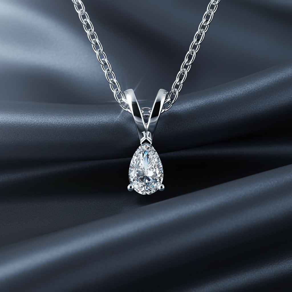Delicate Pear Shaped Diamond Pendant Necklace