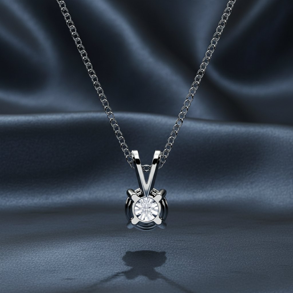 Exceptional Round Lab Diamond Solitaire Necklace