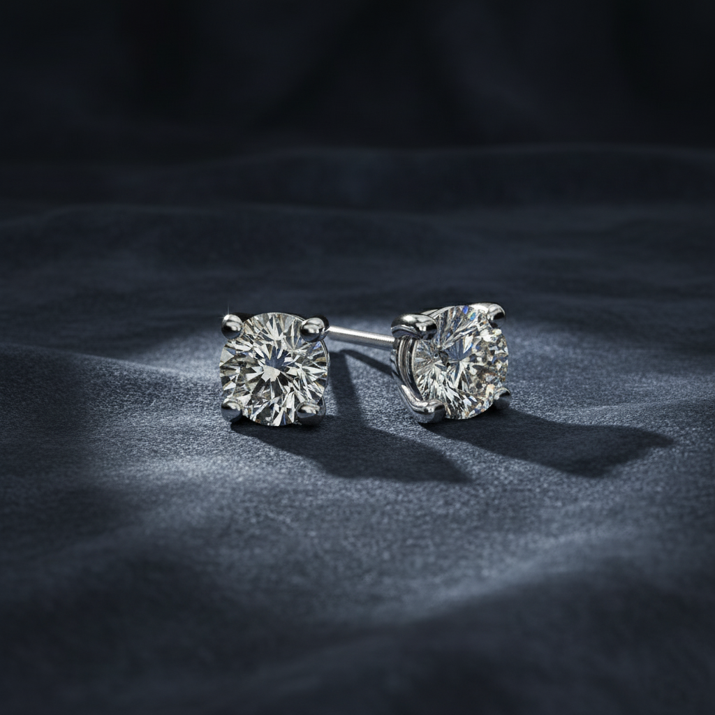 Classic Round Diamond Stud Earrings