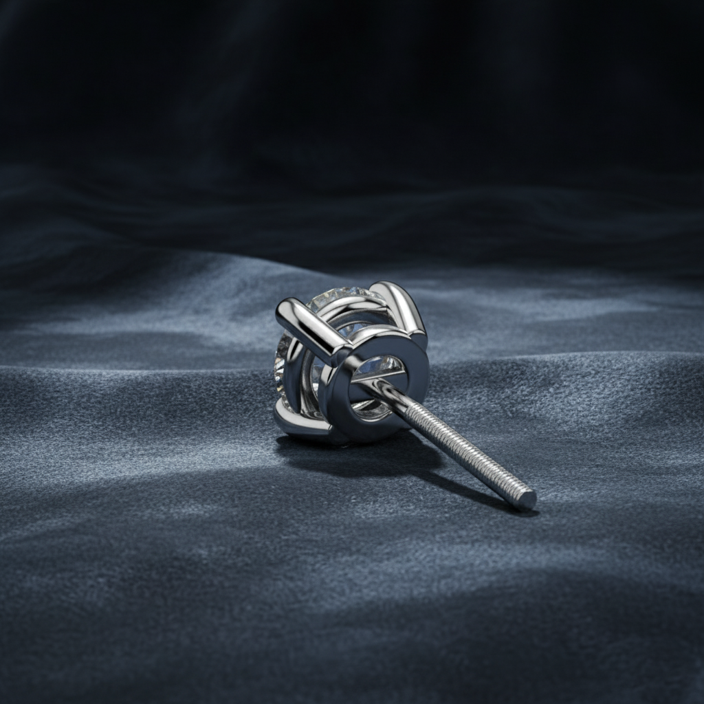 Sleek Round Diamond Single Stud Earring