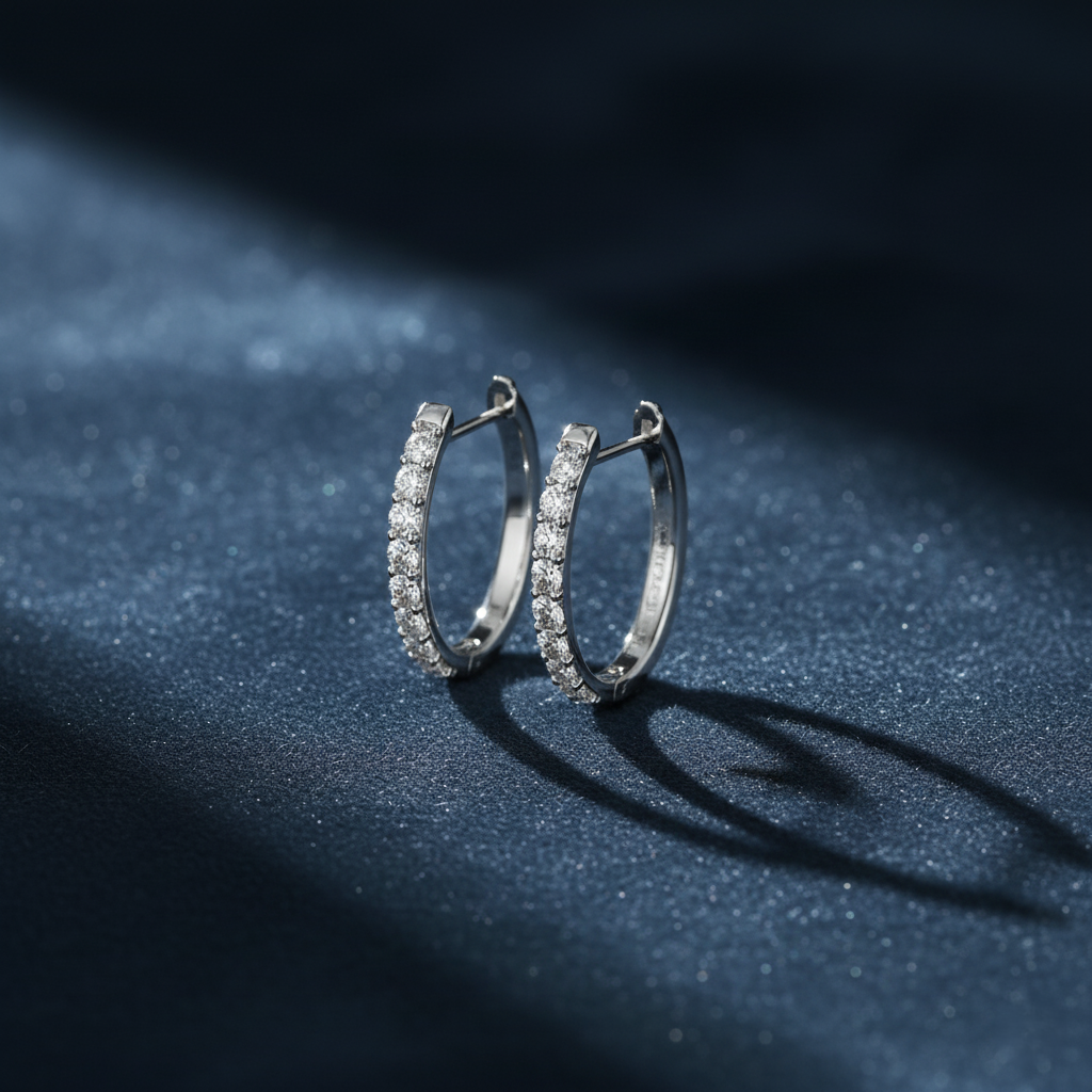 Small Diamond Huggie Hoop Earrings